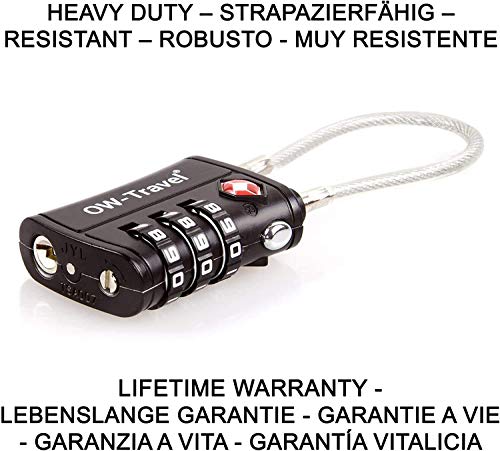 OW-Travel Candado Combinacion Cable Acero Flexible Anti robo. Candado maleta TSA numerico 3 Digitos. Candados mochila y maletas. Candado Taquilla Gimnasio. TSA candado seguridad equipaje Negro 2 OW-Travel Candado Combinacion Cable Acero Flexible Anti robo. Candado maleta TSA numerico 3 Digitos. Candados mochila y maletas. Candado Taquilla Gimnasio. TSA candado seguridad equipaje Negro 2