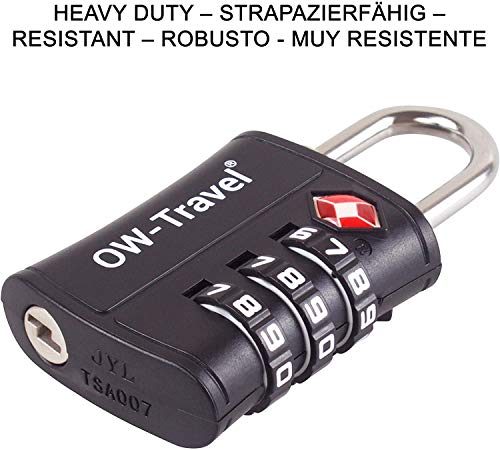 OW-Travel Candado maleta TSA Anti robo. Candado numerico 3 Digitos. Candado Combinacion Taquilla. Candados para mochilas y maletas. Candado Taquilla Gimnasio. Candado seguridad equipaje Negro 2