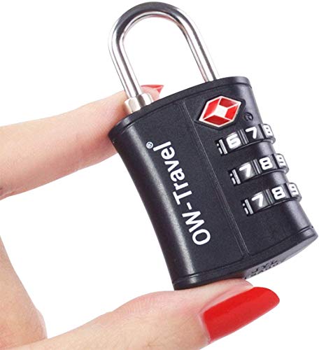 OW-Travel Candado maleta TSA Anti robo. Candado numerico 3 Digitos. Candado Combinacion Taquilla. Candados para mochilas y maletas. Candado Taquilla Gimnasio. Candado seguridad equipaje Negro 2