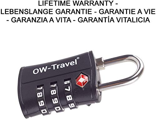 OW-Travel Candado maleta TSA Anti robo. Candado numerico 3 Digitos. Candado Combinacion Taquilla. Candados para mochilas y maletas. Candado Taquilla Gimnasio. Candado seguridad equipaje Negro 2