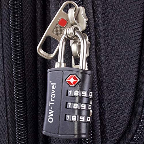 OW-Travel Candado maleta TSA Anti robo. Candado numerico 3 Digitos. Candado Combinacion Taquilla. Candados para mochilas y maletas. Candado Taquilla Gimnasio. Candado seguridad equipaje Negro 2