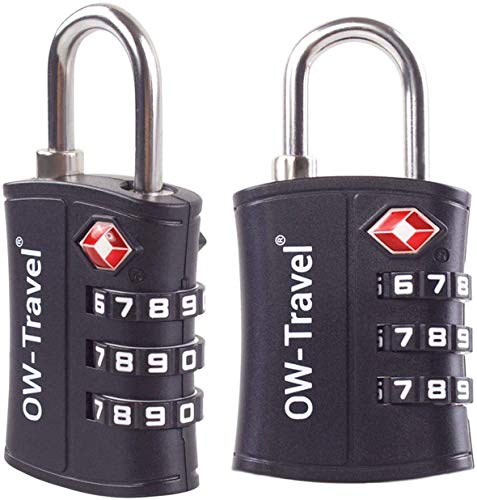 OW-Travel Candado maleta TSA Anti robo. Candado numerico 3 Digitos. Candado Combinacion Taquilla. Candados para mochilas y maletas. Candado Taquilla Gimnasio. Candado seguridad equipaje Negro 2