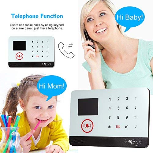 OWSOO 433MHz Sistema de Alarma GSM SMS, Pantalla LCD, Control Remoto de Phone APP, Alarma de Marcación Automática, con Sensor de Puerta/Sensor de Movimiento/Control Remoto/Tarjeta RFID/Sirena Cableada OWSOO 433MHz Sistema de Alarma GSM SMS, Pantalla LCD, Control Remoto de Phone APP, Alarma de Marcación Automática, con Sensor de Puerta/Sensor de Movimiento/Control Remoto/Tarjeta RFID/Sirena Cableada