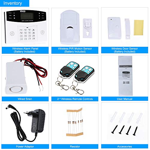 OWSOO 433MHz Sistema de Alarma GSM SMS, Sistema de Alarma Inalámbrico, Soporta Control Remoto de Phone APP, Alarma de SMS/ Marcación, Intercomunicador por Teléfono, Temporización de Armado/Desarmado