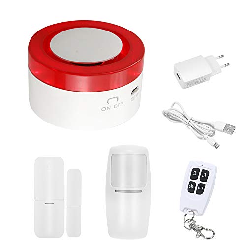 OWSOO 433MHz Sistema de Alarma Inteligente WiFi Gateway Host & Sirena 2 en 1 Control Remoto de Phone App Compatible con Amazon Alexa Voice Control Conecta con Interruptor Inteligente & Cámara WiFi