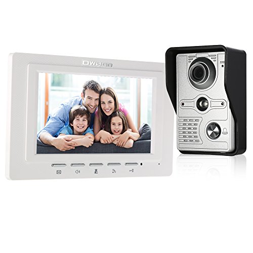 OWSOO Videoportero Cableado Timbre Intercomunicador (1000TVL Cámara de Vigilancia Exterior, 7" TFT LCD Monitor Interior, IR-Cut, 2-Vías de Audio, Desbloqueo Remoto, Visión Nocturna)