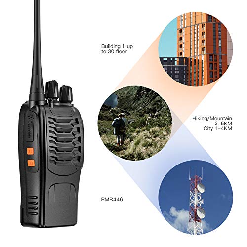 OWSOO Walkie Talkie Profesional Recargable PMR446 Walkis 1500mah CTCSS DCS 6KM Radiocomunicación con Linterna LED y Auriculares (2 PCS) para Construccion/Aventuras OWSOO Walkie Talkie Profesional Recargable PMR446 Walkis 1500mah CTCSS DCS 6KM Radiocomunicación con Linterna LED y Auriculares (2 PCS) para Construccion/Aventuras
