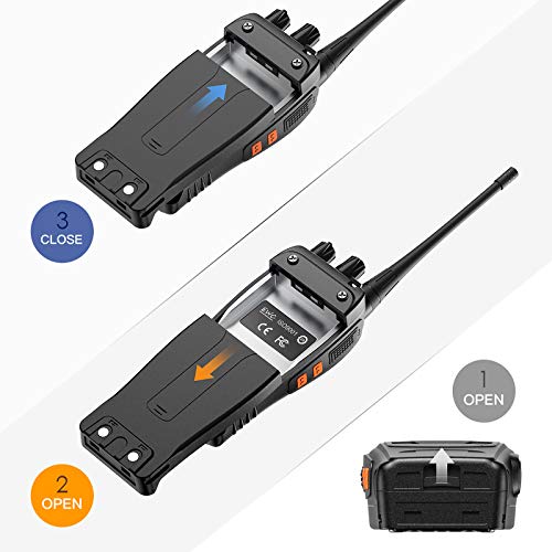 OWSOO Walkie Talkie Profesional Recargable PMR446 Walkis 1500mah CTCSS DCS 6KM Radiocomunicación con Linterna LED y Auriculares (2 PCS) para Construccion/Aventuras