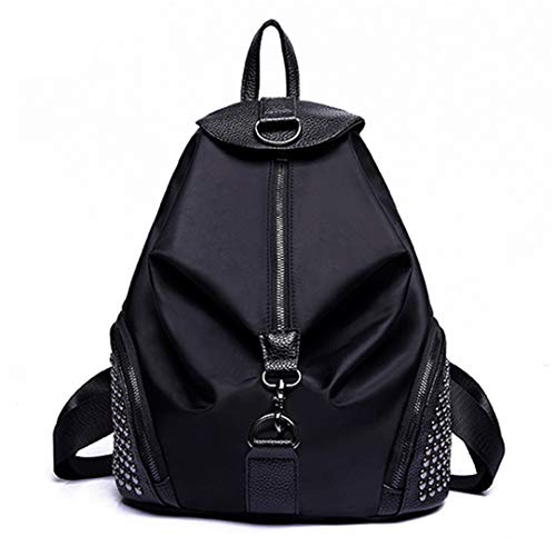 Oxford Spinning Mochila Impermeable Viajes de Gran Capacidad en Europa El Bolso Femenino Black 10inch