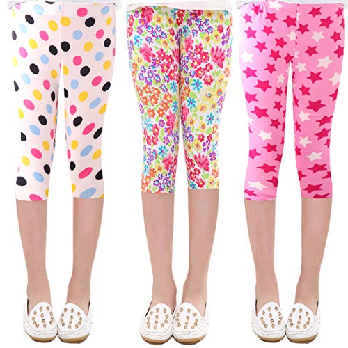 Oyoden Pantalones Leggings para Niñas Chicas Elásticos Medias 2-13 Años Paquete de 3