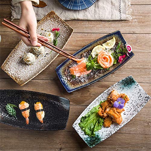 O&YQ Cuencos de Almacenamiento para el Hogar, Vajilla de Cerámica para Horno Japonés, Plato Creativo en Forma de Barco, Tazón de Sushi Y Kimchi, Tazón de Ensalada de Frutas Irregular, Tazón de Salsa