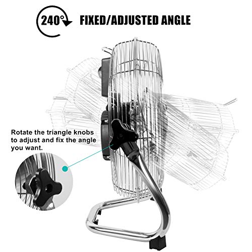 OZAVO Ventilador de Suelo Industrial, 3 Velocidades, Inclinación Regulable 240°, para Hogar, Oficina, Gimnasio, Fábrica, Garaje, etc. (Hoja φ40cm)