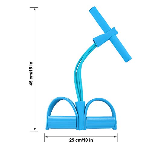 Oziral Cuerda de Tensión Multifunción para Fitness, Actualización 4 Tubos Elástico Pierna ejercitador Sit-up Culturismo expansor, Pedal Bandas de Resistencia para Gimnasio en casa-Blue