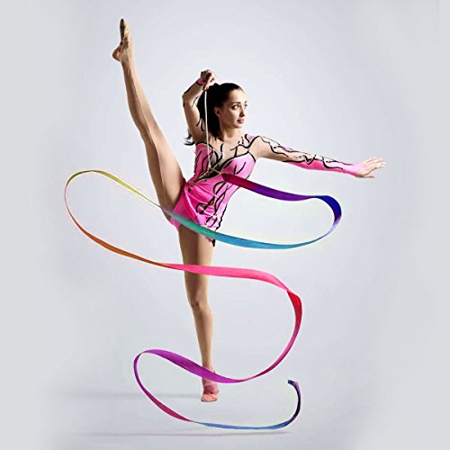 OZUAR 2M Gym Danza gimnástica rítmica Serpentinas,Deuter Streamer de Gimnasia Arte Ballet Giro-Coloreado, Paquete de 2
