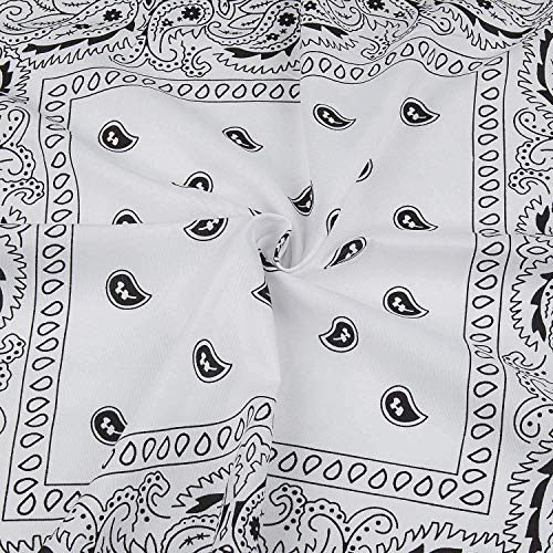 Pack 3 Pañuelos Bandanas Paisley de Algodón 55x55cm para Cuello o Cabeza Múltiuso Unisex (negro+blanco+rojo, Talla única)