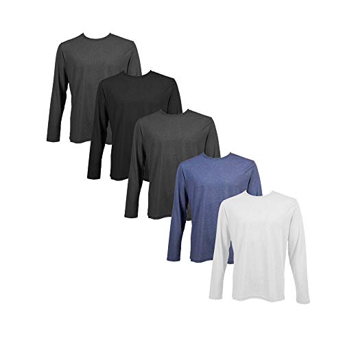 (Pack 5) Camiseta De Hombre Manga Larga Liso Algodón (Pack E, M) (Pack 5) Camiseta De Hombre Manga Larga Liso Algodón (Pack E, M)