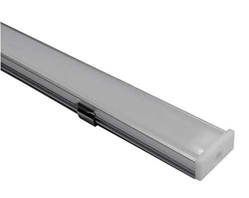 Pack 5x Perfil de Aluminio 1m para Tira de LED con Cubierta Blanca Lechosa. Los tapones de los extremos y clips de montaje incluidos en el Pack. Pack 5x Perfil de Aluminio 1m para Tira de LED con Cubierta Blanca Lechosa. Los tapones de los extremos y clips de montaje incluidos en el Pack.