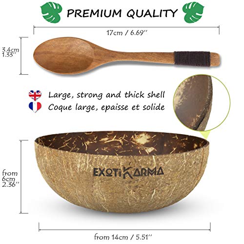 Pack de 2 tazones de coco reciclados + 2 cucharas exóticas de madera, cero desechos, vegano, para un desayuno sano, cereales, ensaladas, helados, smoothie bowls, buda bowls, acaï bowls Pack de 2 tazones de coco reciclados + 2 cucharas exóticas de madera, cero desechos, vegano, para un desayuno sano, cereales, ensaladas, helados, smoothie bowls, buda bowls, acaï bowls