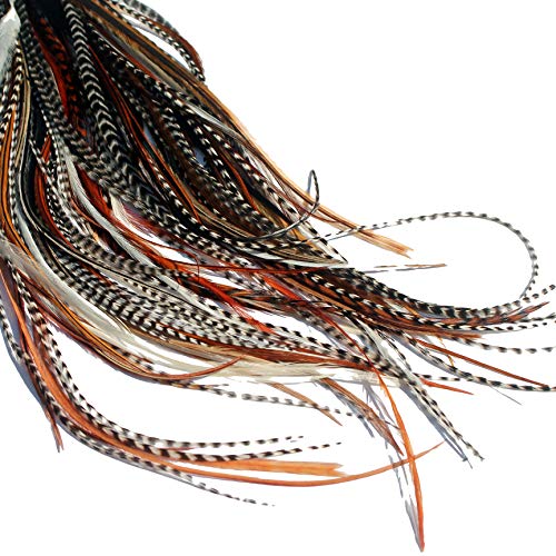 Pack de 20 extensiones de pelo de plumas largas naturales con anillas y bucle de aplicación (calibre B) Pack de 20 extensiones de pelo de plumas largas naturales con anillas y bucle de aplicación (calibre B)