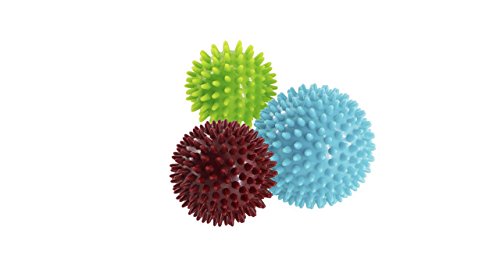 Pack de 3 Bola masajeadora con pinchos - perfecto para Estrés para reflexología y masaje trigger point, 6, 7 y 9 cm / Juego de 3 pelotas masajeadoras con pinchos por VLFit