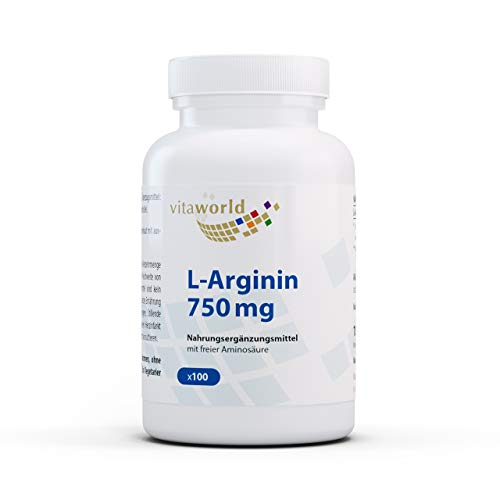 Pack de 3 L-Arginina 750mg 3 x 100 Cápsulas Vita World Farmacia Alemania - Aminoácidos Escenciales - Musculación