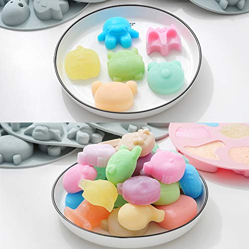 Pack de 4 moldes de silicona para 33 cavidades para hornear tartas, bandeja para cubitos de hielo, bandeja para hacer gomitas de chocolate, magdalenas, jabones (rosa, gris) Pack de 4 moldes de silicona para 33 cavidades para hornear tartas, bandeja para cubitos de hielo, bandeja para hacer gomitas de chocolate, magdalenas, jabones (rosa, gris)