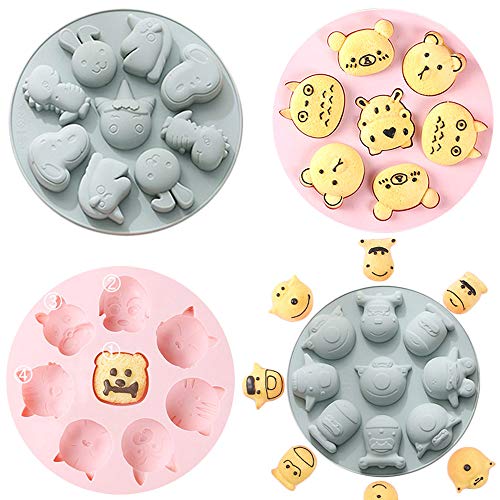 Pack de 4 moldes de silicona para 33 cavidades para hornear tartas, bandeja para cubitos de hielo, bandeja para hacer gomitas de chocolate, magdalenas, jabones (rosa, gris) Pack de 4 moldes de silicona para 33 cavidades para hornear tartas, bandeja para cubitos de hielo, bandeja para hacer gomitas de chocolate, magdalenas, jabones (rosa, gris)