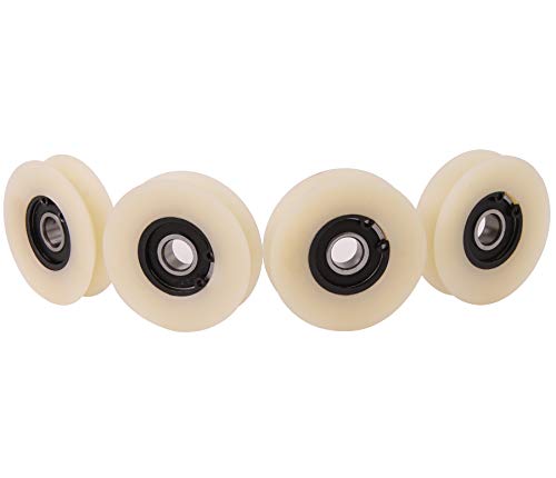 Pack de 4 ruedas de polea de nailon poliamida con ranura 90° V para guías lineales, V-50 mm-10 mm, 4 Pack de 4 ruedas de polea de nailon poliamida con ranura 90° V para guías lineales, V-50 mm-10 mm, 4