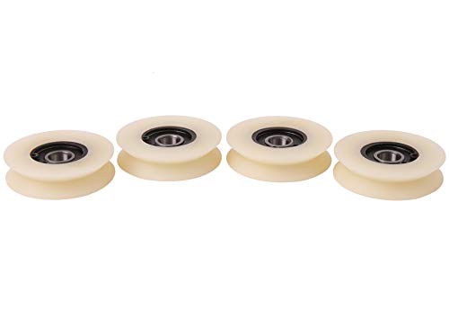 Pack de 4 ruedas de polea de nailon poliamida con ranura 90° V para guías lineales, V-50 mm-10 mm, 4