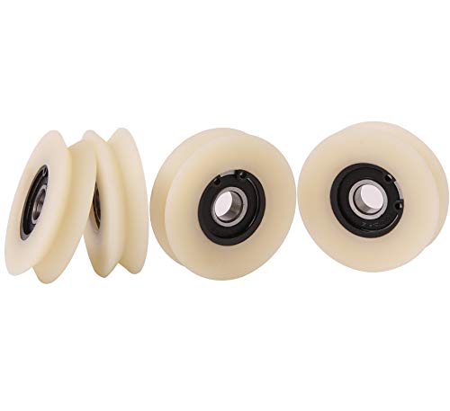Pack de 4 ruedas de polea de nailon poliamida con ranura 90° V para guías lineales, V-50 mm-10 mm, 4