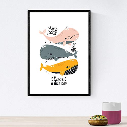 Pack de Cuatro Posters con Ilustraciones de Ballenas. Láminas con imágenes Infantiles de Ballenas. Ballenas Faro Marino Barco en el Fondo del mar. Tamaño A4 sin Marco… Pack de Cuatro Posters con Ilustraciones de Ballenas. Láminas con imágenes Infantiles de Ballenas. Ballenas Faro Marino Barco en el Fondo del mar. Tamaño A4 sin Marco…