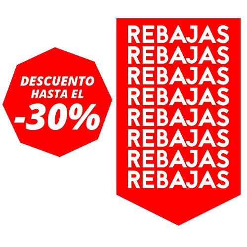 Pack de Vinilo impreso en Espejo de dos Adhesivos 'Rebajas' | Personaliza el descuento | (100x60cm y 50x50cm) Pack de Vinilo impreso en Espejo de dos Adhesivos 'Rebajas' | Personaliza el descuento | (100x60cm y 50x50cm)