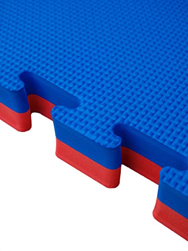 Pack Esterilla Goma Espuma Estructura Tatami Puzzle Ideal Artes Marciales, Judo, Suelo Tatami Japonés | Grosor: 4cm (Rojo/Azul, 5m2)