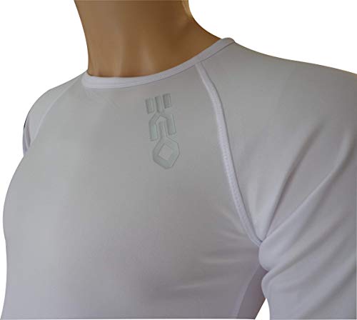 Pack x2ud Camiseta Interior Deportiva EKEKO WARMRACE JHKACTIVE. Camiseta Interior de Manga Larga .Poliester termoactive. (L, Blanco)