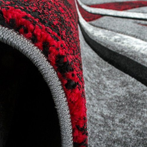 Paco Home Alfombra De Diseño con Ribetes Estampado con Rayas Gris Negro Rojo Moteada, tamaño:160x230 cm Paco Home Alfombra De Diseño con Ribetes Estampado con Rayas Gris Negro Rojo Moteada, tamaño:160x230 cm