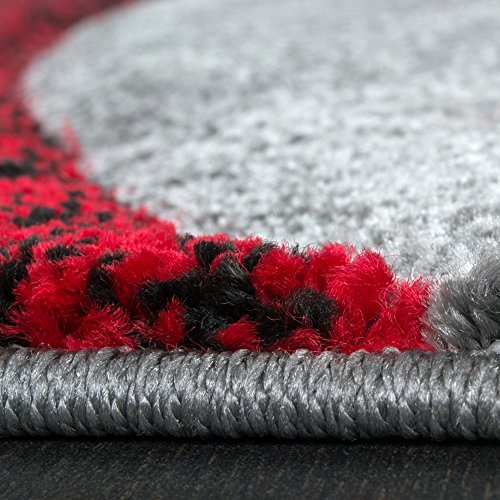 Paco Home Alfombra De Diseño con Ribetes Estampado con Rayas Gris Negro Rojo Moteada, tamaño:160x230 cm Paco Home Alfombra De Diseño con Ribetes Estampado con Rayas Gris Negro Rojo Moteada, tamaño:160x230 cm
