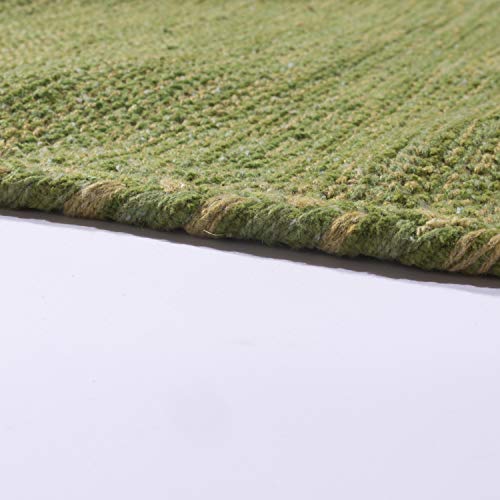 Paco Home Alfombra Diseño Kilim Tejida A Mano 100 % Algodón Moderna Jaspeada Verde, tamaño:160x220 cm