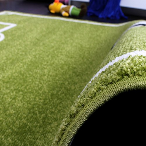 Paco Home Alfombra Infantil - Diseño Campo De Fútbol - Verde, tamaño:80x150 cm