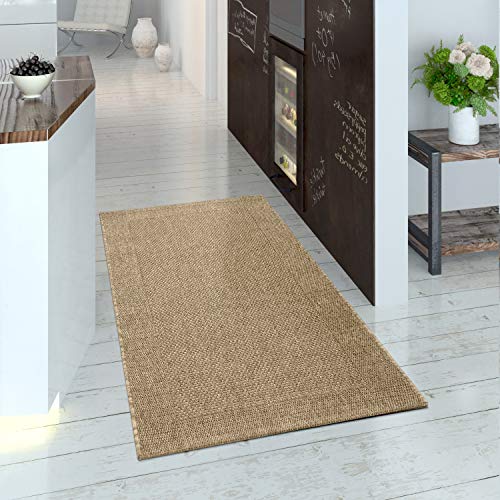 Paco Home Alfombra Interior Y Exterior Tejido Liso Efecto Sisal Aspecto Natural Monocolor Beige, tamaño:160x230 cm