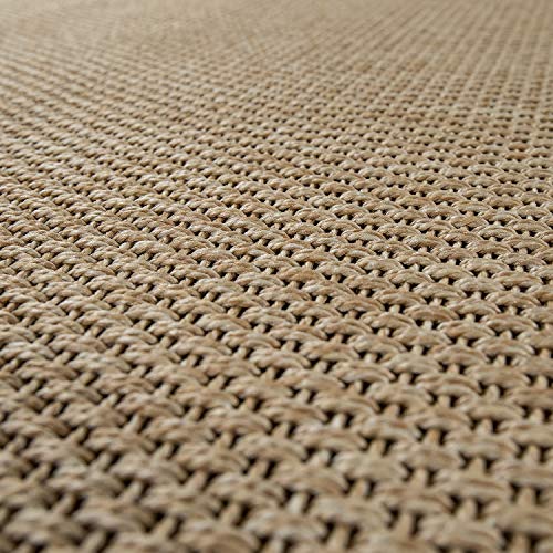 Paco Home Alfombra Interior Y Exterior Tejido Liso Efecto Sisal Aspecto Natural Monocolor Beige, tamaño:160x230 cm