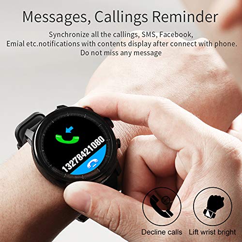 Padgene Smartwatch, Reloj Inteligente IP68 Impermeable Bluetooth SmartWatch con Múltiples Modos de Deportes, Fitness Tracker, Monitor de Dormir, Notificación de Llamada y Mensaje para Android e iOS