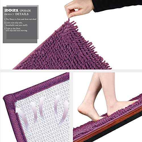 Pahajim - Alfombras de Baño Microfibra Antideslizante Antideslizante Súper Absorbente Suave Cómodo Espesar Ducha Alfombra Peluda(Morado oscuro Actualizar)