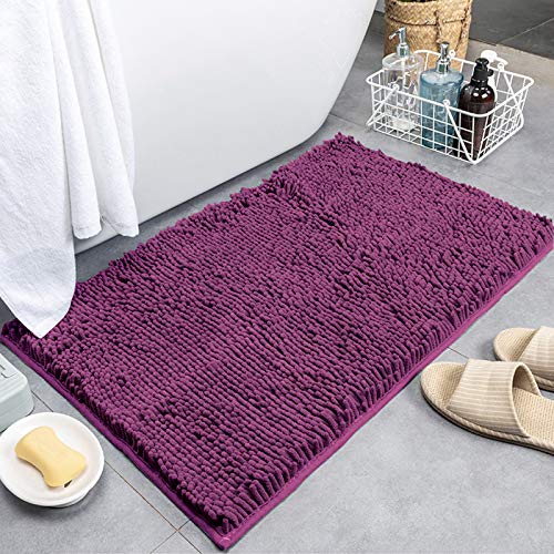 Pahajim - Alfombras de Baño Microfibra Antideslizante Antideslizante Súper Absorbente Suave Cómodo Espesar Ducha Alfombra Peluda(Morado oscuro Actualizar)