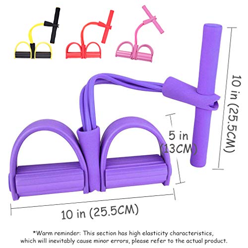 Pahajim Banda de Resistencia de Pedal Banda de Resistencia de Pedal 4 Tubos de Látex Máquina de Cuerda Abdominal Cintura Elástica de Cuerda Abdominal Kit de Brazos (Rojo)