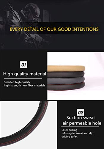 Pahajim Universal D Forma Microfibra Suave Funda para Volante Cubierta del Volante del Coche Universal Diámetro 38cm (15") Pahajim Universal D Forma Microfibra Suave Funda para Volante Cubierta del Volante del Coche Universal Diámetro 38cm (15")