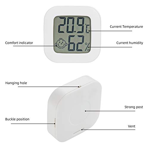 PAIRIER 3 Piezas Mini Termómetro Higrómetro Digital Monitor del Indicador medidor de Humedad para el Hogar Oficina Sala de bebés Guardarropa