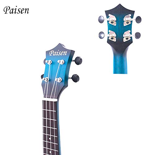 Paisen Lindo ukelele de concierto azul de 23 pulgadas para principiantes y niños con bolsa de ukelele acolchada gruesa, correa, el mejor regalo Aprenda a tocar el kit