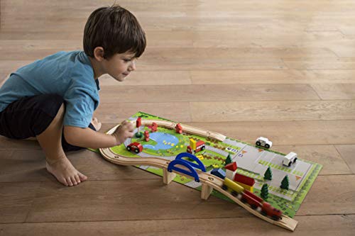PALESTRAKI Railway crossing with wooden bricks and puzzle pad PALESTRAKI Railway crossing with wooden bricks and puzzle pad