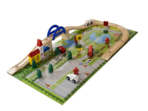 PALESTRAKI Railway crossing with wooden bricks and puzzle pad PALESTRAKI Railway crossing with wooden bricks and puzzle pad