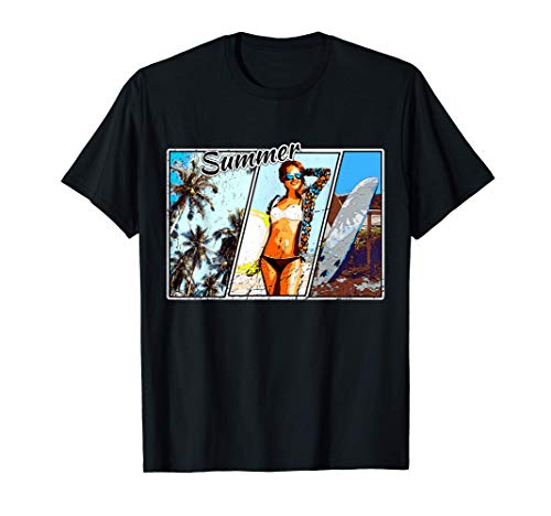 Palmeras de dibujos animados de sol de verano idea de regalo Camiseta